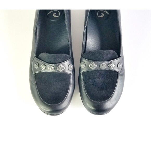 Vtg DANSKO Women's Ophelia Black Leather Loafers Studded Sz 41 10.5 11 Comfort - Picture 6 of 13